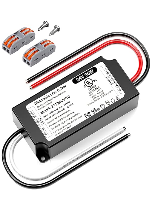 96W 24V Dimmable LED Driver UL Listed, DC 24V Triac ELV/MLV LED Dimmable Power by VEURCHY