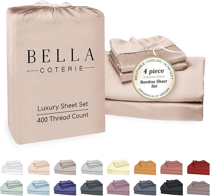 Bella Coterie Luxury Bamboo Viscose Cal King Size Sheet Set | 100% Organically by BC