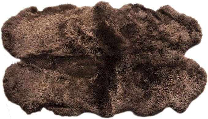Genuine Dark Brown Sheepskin Rug, Real Fluffy Quad Pelt 4x6 ft Fur Area Rug - Image 9