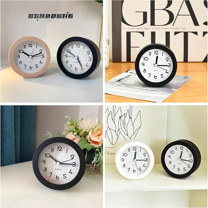 Alarm Clock with Backlight, 4 Inches Cute Analog Round Digital Quartz Clock - Image 7