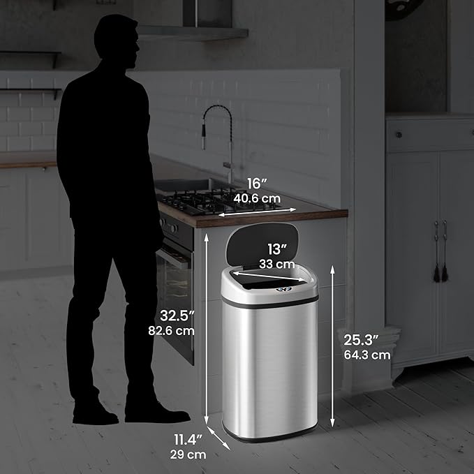 iTouchless 50 Liter / 13 Gallon Stainless Steel Kitchen Trash Can - Image 6
