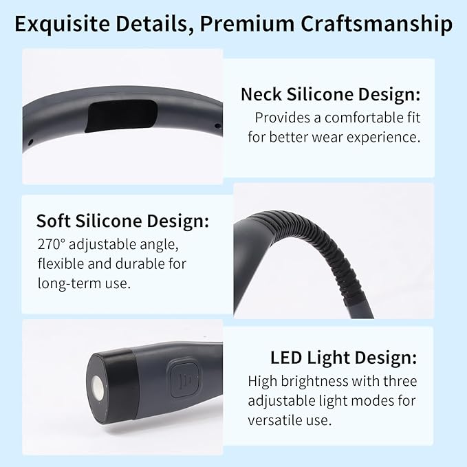Book Light, 3-Color & 9-Brightness Reading Light, Bendable Neck Light, 80-hr - Image 2