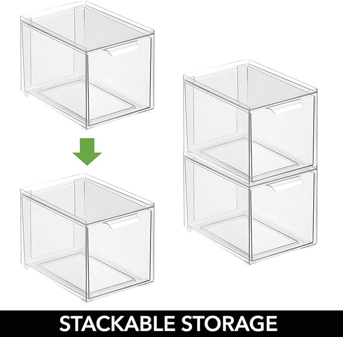 mDesign Shoe Storage Box with Drawer – Sturdy Plastic Storage Box - Image 5