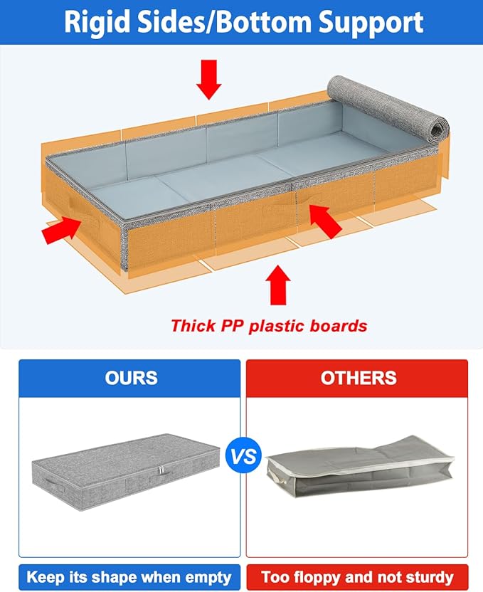 2 Pack Low Profile Under Bed Storage Containers 4.5 Inch Height, Shallow - Image 3