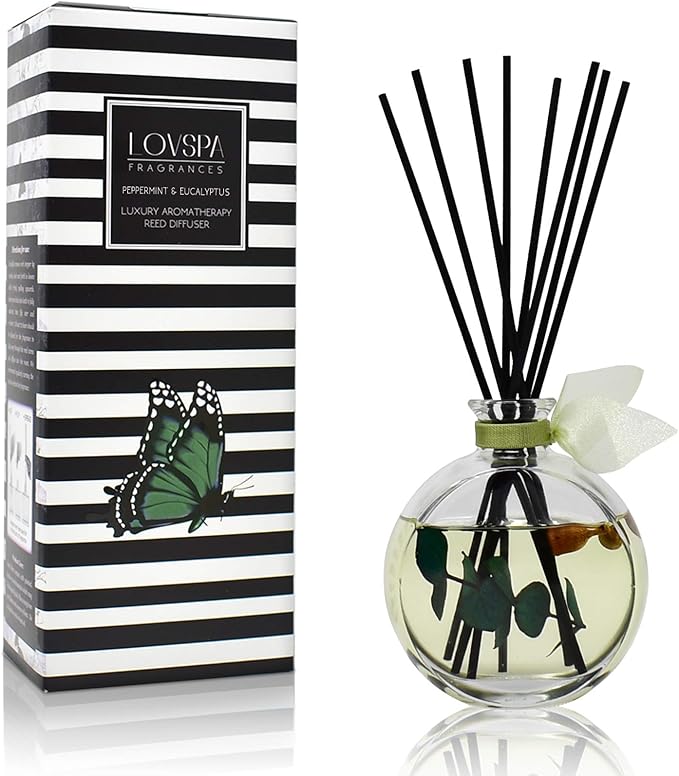 LOVSPA Reed Diffuser Set, Unwind Eucalyptus & Mint Scented Oil Diffuser by LOVSPA