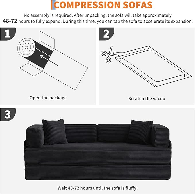 Garvee 5-in-1 Convertible Sofa Bed, 78.8" Modular Corduroy Sleeper - Image 4
