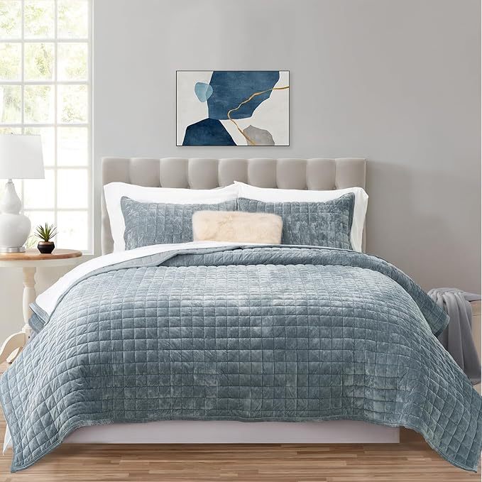 RECYCO Luxury Velvet Quilt Set Twin/Twin XL Size Bedding Sets, Ultra Soft - Image 2