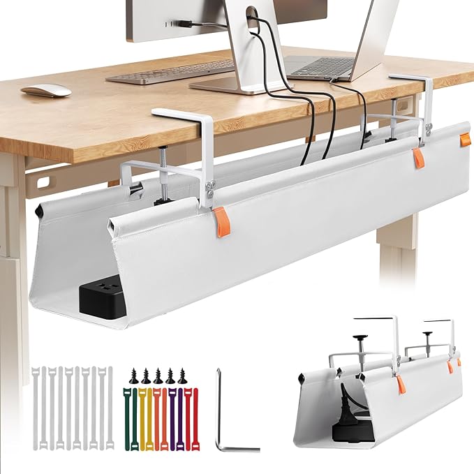 No Drill Under Desk Cable Management Tray, Fabric Cable Management by SUREUP9