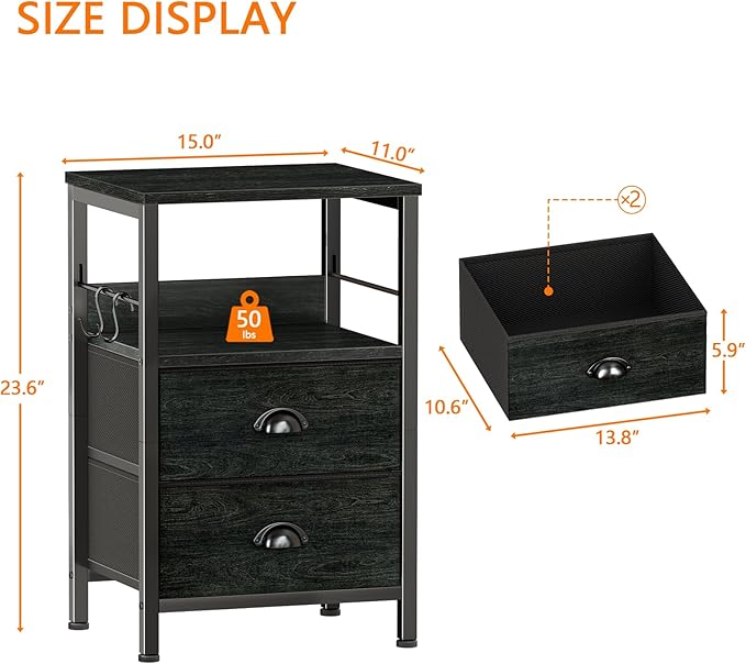 Furologee Nightstands Set 2, Night Stand - Image 3