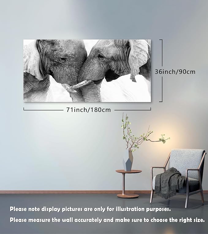 DZL Art D73098 Black and White Elephants Entwine Wall Art Canvas Painting Ready - Image 5