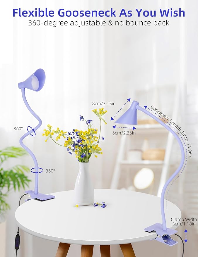 Desk Lamp Clip on Lamp for Bed Headboard LED Reading Light for Bed, 3 Colors 10 - Image 4