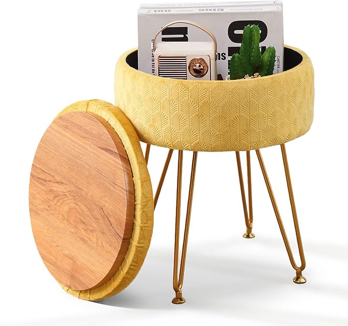 Cpintltr Velvet Ottoman Round Footrest Footstools - Image 4