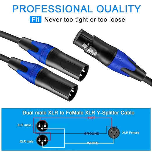 Seefeful XLR Splitter Cable, 1 XLR Female to 2 Male Patch Y Cable Balanced - Image 4
