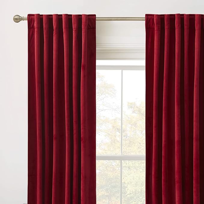 RYB HOME Red Velvet Curtains 72 inches - Image 2