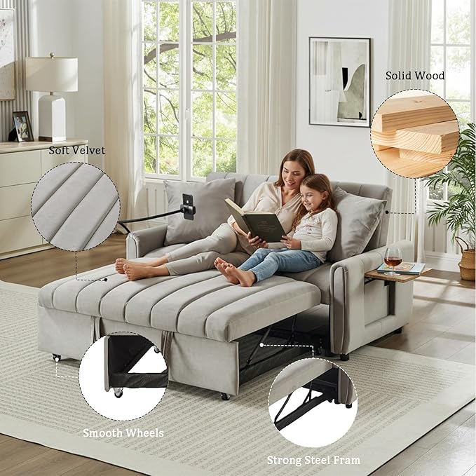 3 in 1 Convertible Sleeper Sofa Bed, Pull Out Couch Bed - Image 7
