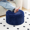 Tiita Round Stuffed Pouf Ottoman, Stripe Faux Fur Poufs by TiitaHome