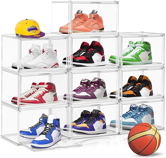 10 Pcs Clear Shoe Storage Boxes Stackable Acrylic Sneaker Shoe Display Case - Image 7
