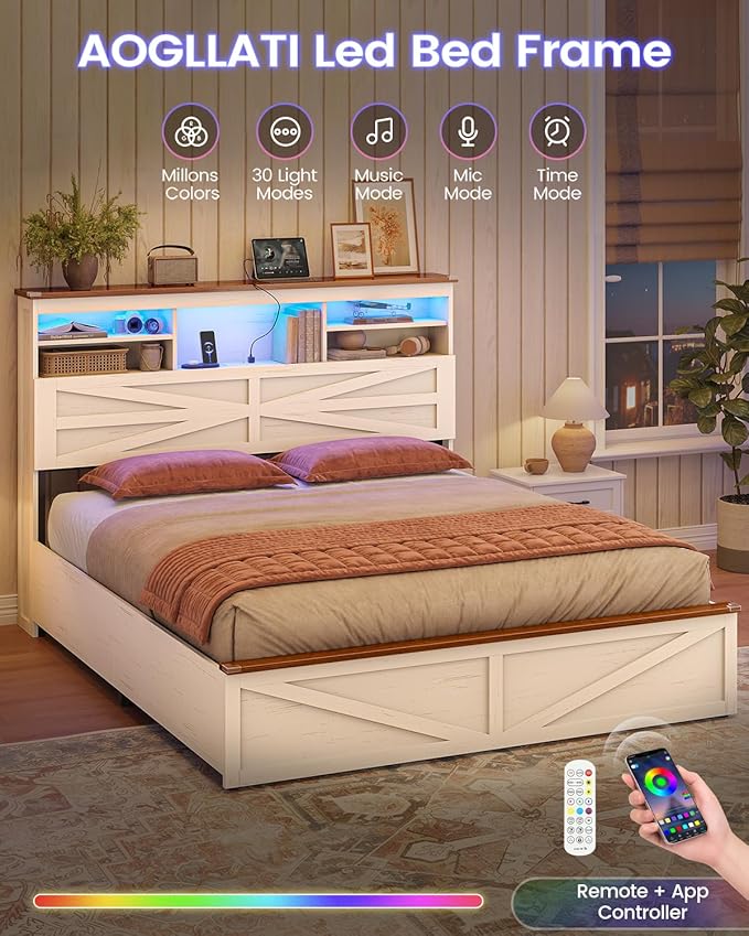 AOGLLATI Farmhouse Bed Frame Queen Size - Image 6