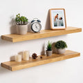 fuqing Floating Shelves for Wall, 30 inch Rustic Solid Elm Wood Floating Shelves by Fuqing