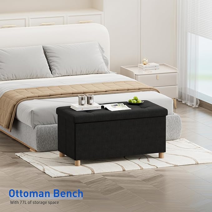 BRIAN & DANY 30 Inches Folding Storage Ottoman Bench, Ottoman - Image 2