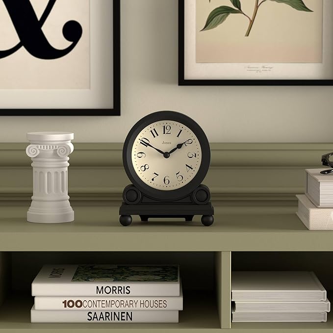 JONES CLOCKS® Maida Vale Mantel Clock | Small Traditional Desk Clock | Black | - Image 3