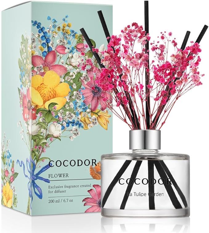 COCODOR Flower Reed Diffuser Set / 6.7oz / La Tulip Garden/Scent Diffuser by Cocodor