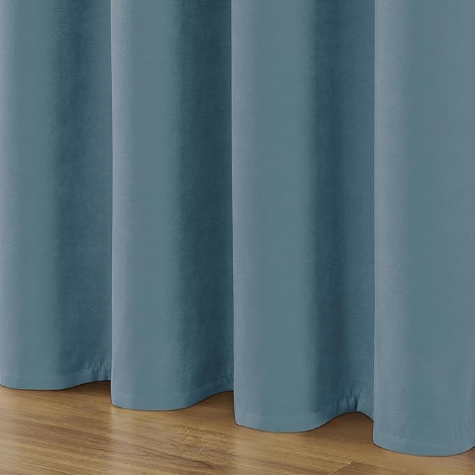 Joydeco Greyish Blue Velvet Curtains 72 Inches 2 Panels, Luxury Thermal - Image 7