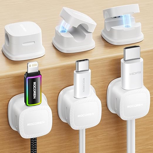 6-Pack Magnetic Cable Clips Cord Organizer-Cables Smooth Adjustable, Rocoren by Rocoren