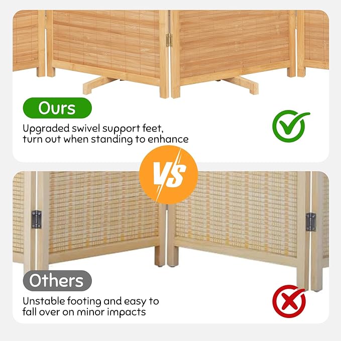 Bamboo Room Divider Folding Privacy Screens, Wall Divider - Image 2