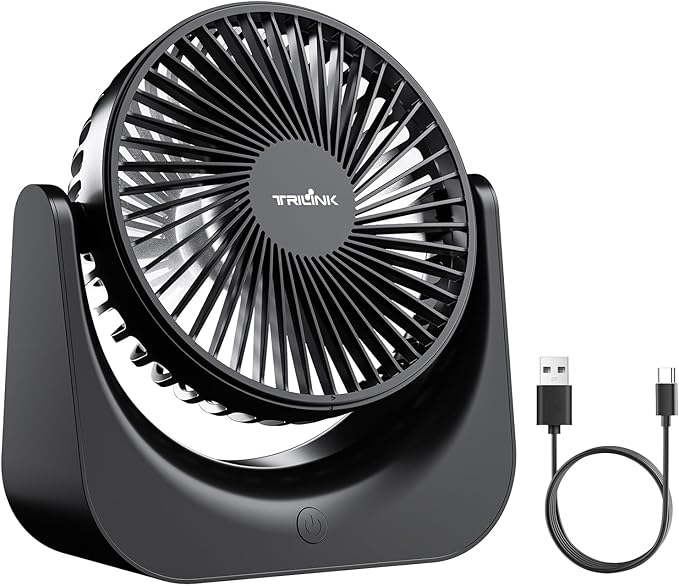 TRILINK Small USB Desk Fan – 5-Speed Mini Table Fan by TRILINK