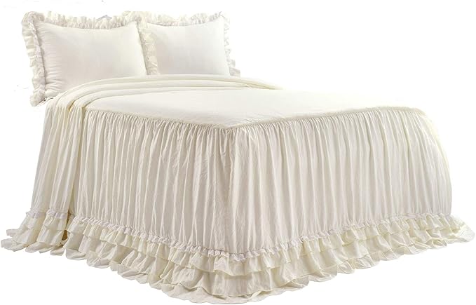 Lush Decor Ella Ruffle Lace Bedspread, 3 Piece Set, Ivory - Image 4