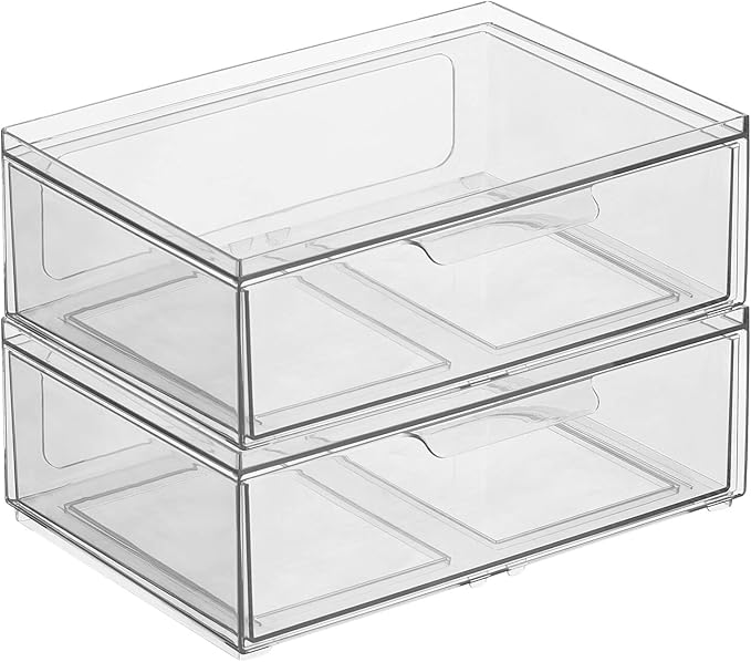 mDesign Plastic Wide Stackable Closet Storage Organizer Bin Containers - Image 9