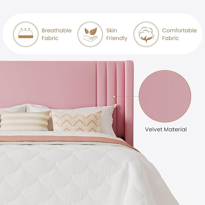 SHA CERLIN Full Size Velvet Upholstered Platform Bed Frame - Image 6