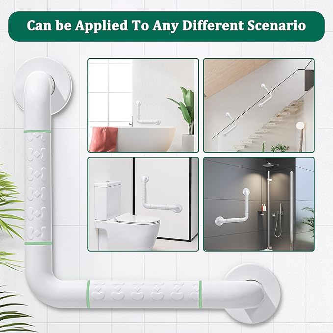 Anti Bathroom Grab Rail, 90° Detachable Right Angle White Stainless Steel - Image 5
