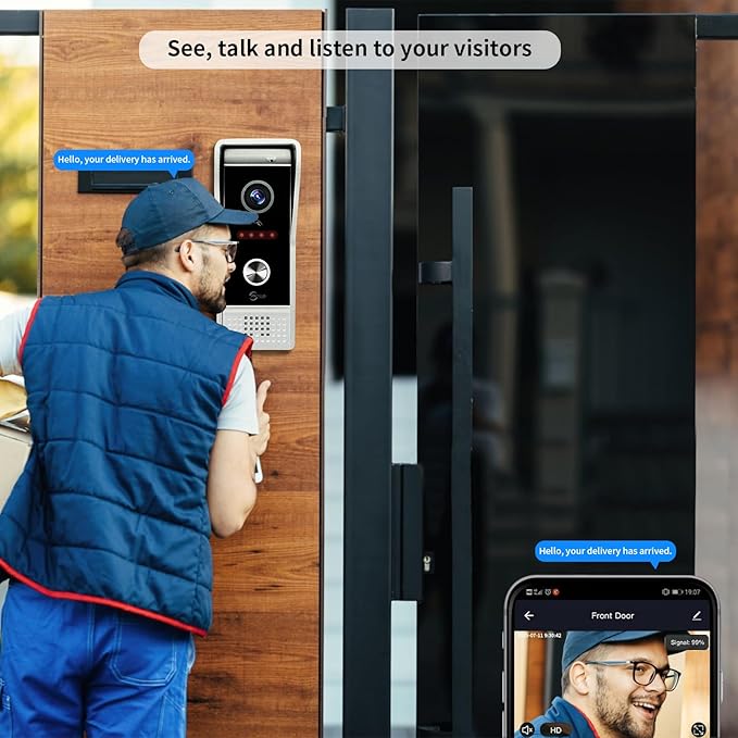Video Doorbell Intercom System, 7 Inches Touch Screen Video Doorbell Door Phone - Image 5