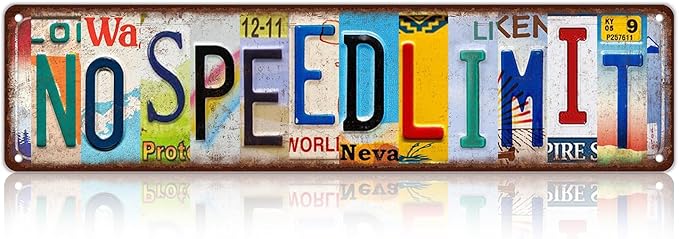 Vintage No Speed Limit Wall Decor Street Signs Home Bar Coffee Metal Tin Signs by Unknown