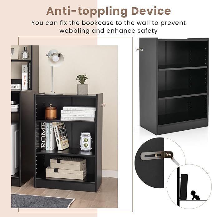 LOKO 3-Tier Open Bookcase, Freestanding Modern 3-Cube Bookshelf - Image 7