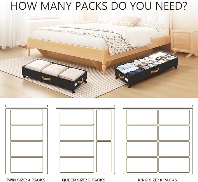 Under Bed Storage with Wheels 2-Pack, 75L XXL Under the Bed Storage Containers - Image 8