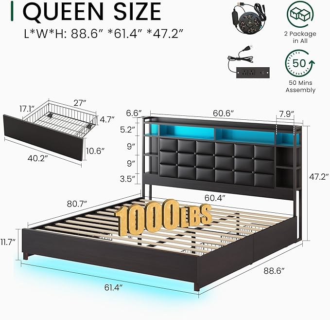 LARMACE Queen Size Bed Frame - Image 2