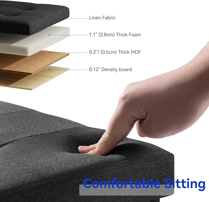 BRIAN & DANY 30 Inches Folding Storage Ottoman Bench, Ottoman - Image 4