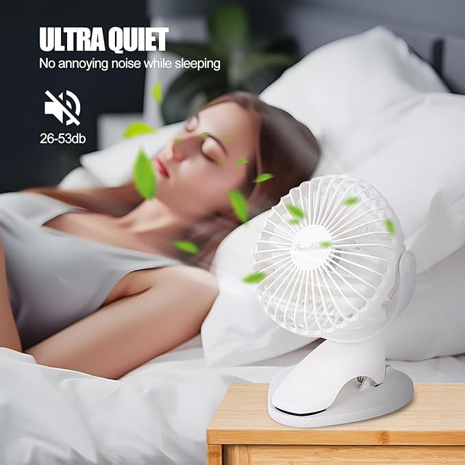 Portable Clip Fan Battery Operated, 3 Speeds USB Rechargeable Mini Table Fan - Image 5