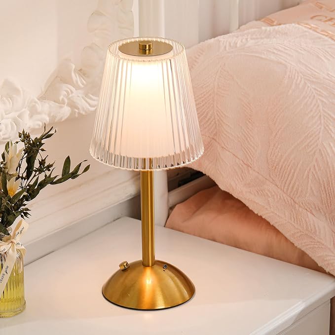 Liliful 2 Pcs Cordless Table Lamp Rechargeable Touch LED Small Gold Portable - Image 5
