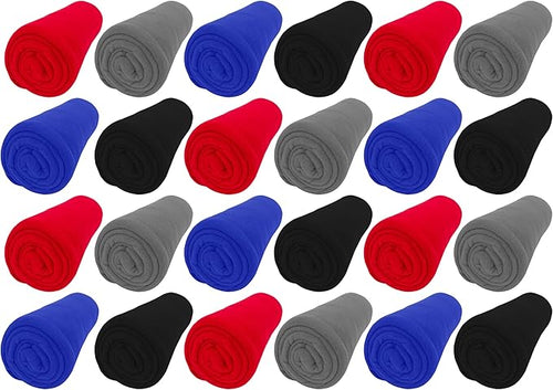 24 Bulk Pack Fleece Throw Blankets, 50x60 Soft by Winterlace