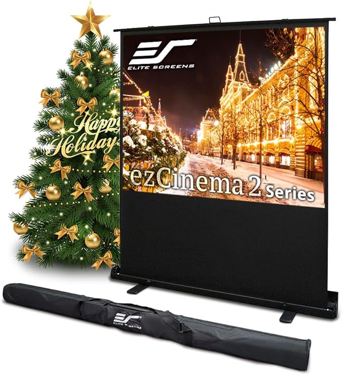 Elite Screens ezCinema 2, 120-inch 4:3 Aspect Ratio Portable Manual Floor Pull by EliteScreensInc