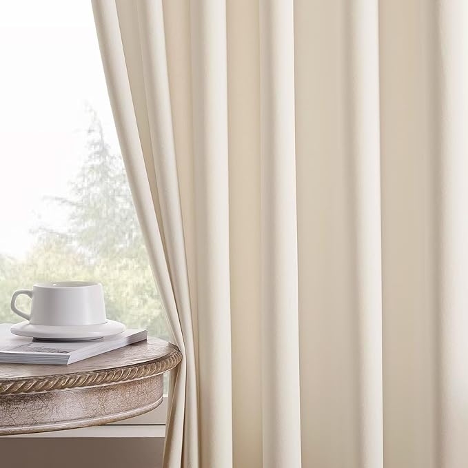 Joydeco Velvet Curtains White Blackout Curtains Thermal Insulated 120 inches - Image 8