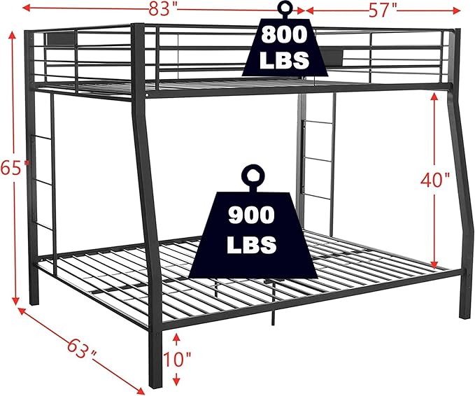 Upgraded Version Thicken Metal Heavy-Duty Full XL Over Queen Bunk Bed, Best - Image 2