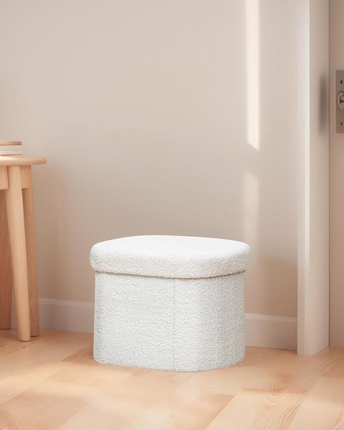 B FSOBEIIALEO Storage Ottoman for Dorm Room, Boucle Folding Storage Ottoman - Image 9