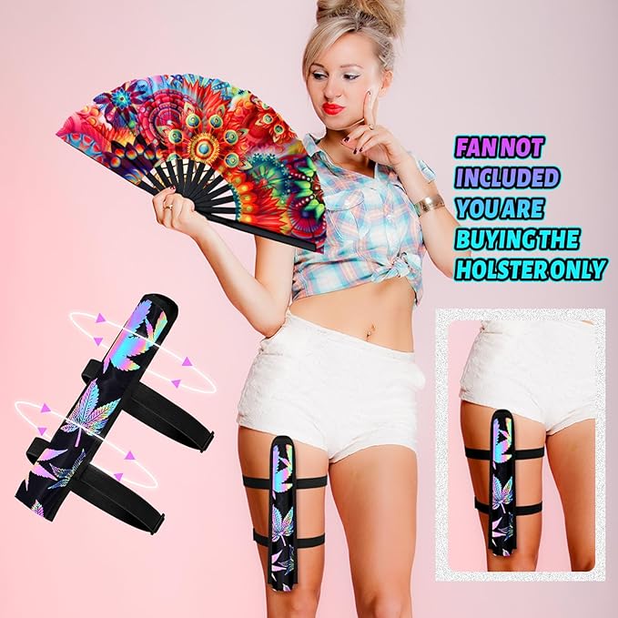 Summer Rave Fan Thigh Holster Rave Fan Holder Folding Hand Pouch Foldable - Image 4