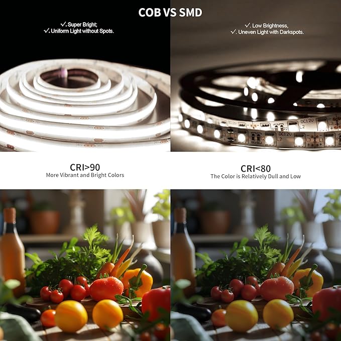 BUNACET 80FT/24m COB LED Strip Light Warm White Dimmable 6500K High Lumen CRI - Image 5