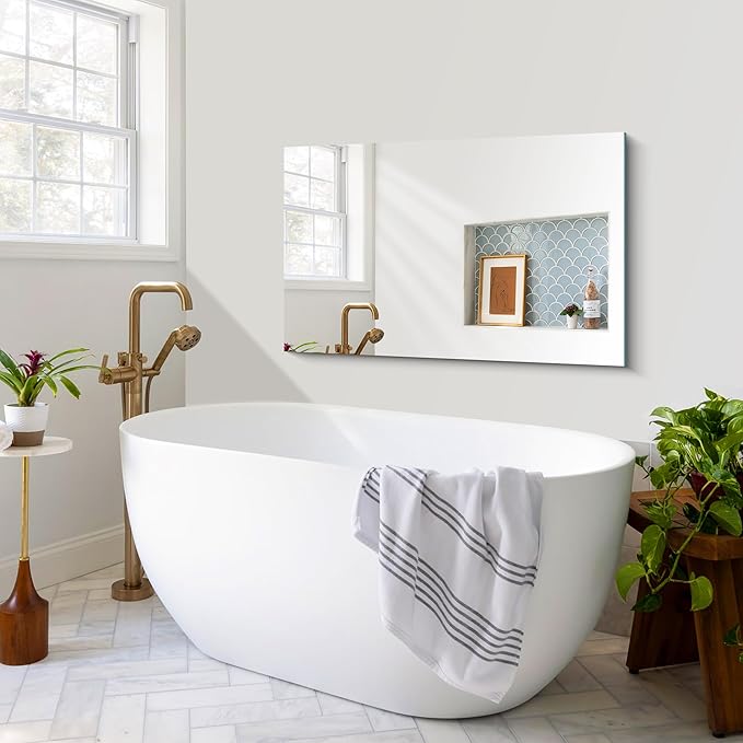 CILIBER Frameless Mirror, 24x40 Inch Rectangle Bathroom Mirrors - Image 9